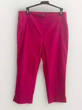 Jones New York Women's Pullover Up Capris Pants Hot Pink MEDIUM